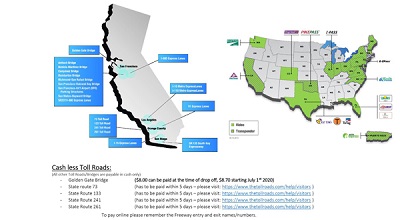 Camper van hire Los Angeles toll road